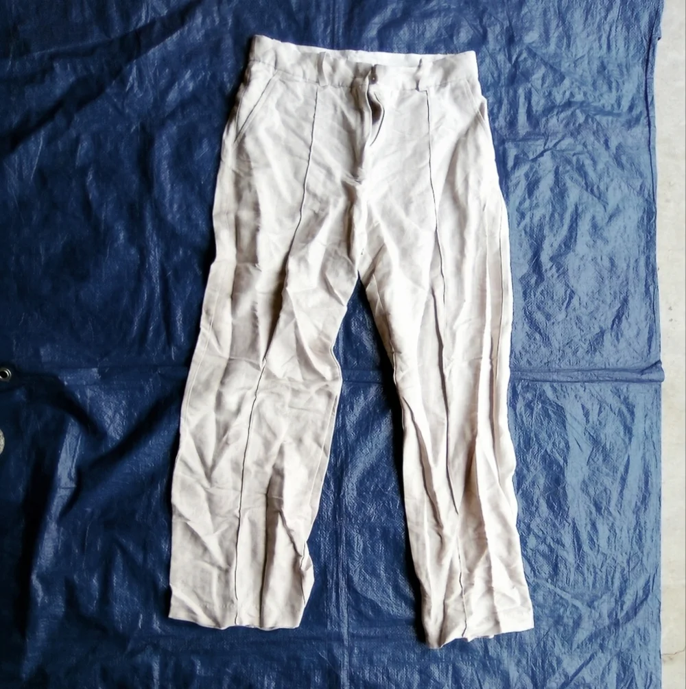 H&M Cream Linen Blend Pants